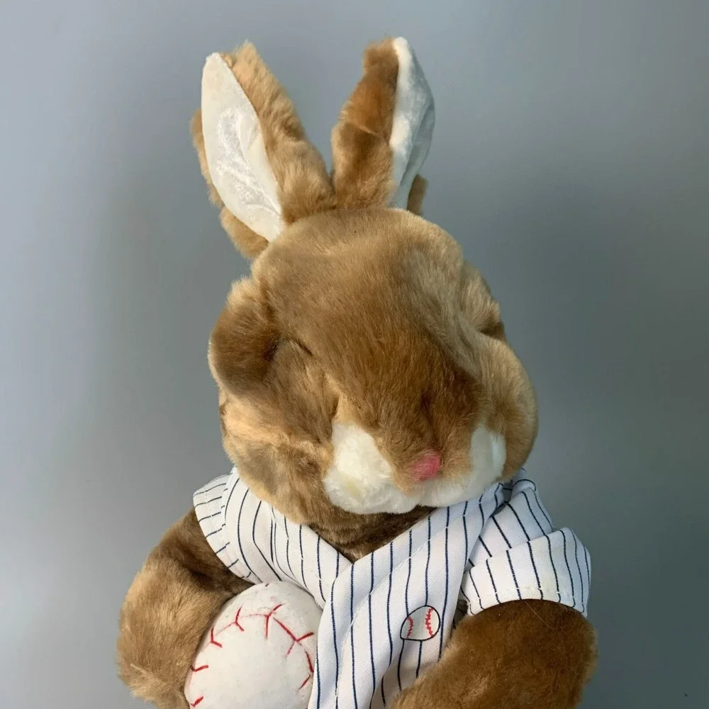 Dan Dee Collectors Choice Baseball Bunny Rabbit Plush Brown White Pinstripe Toy